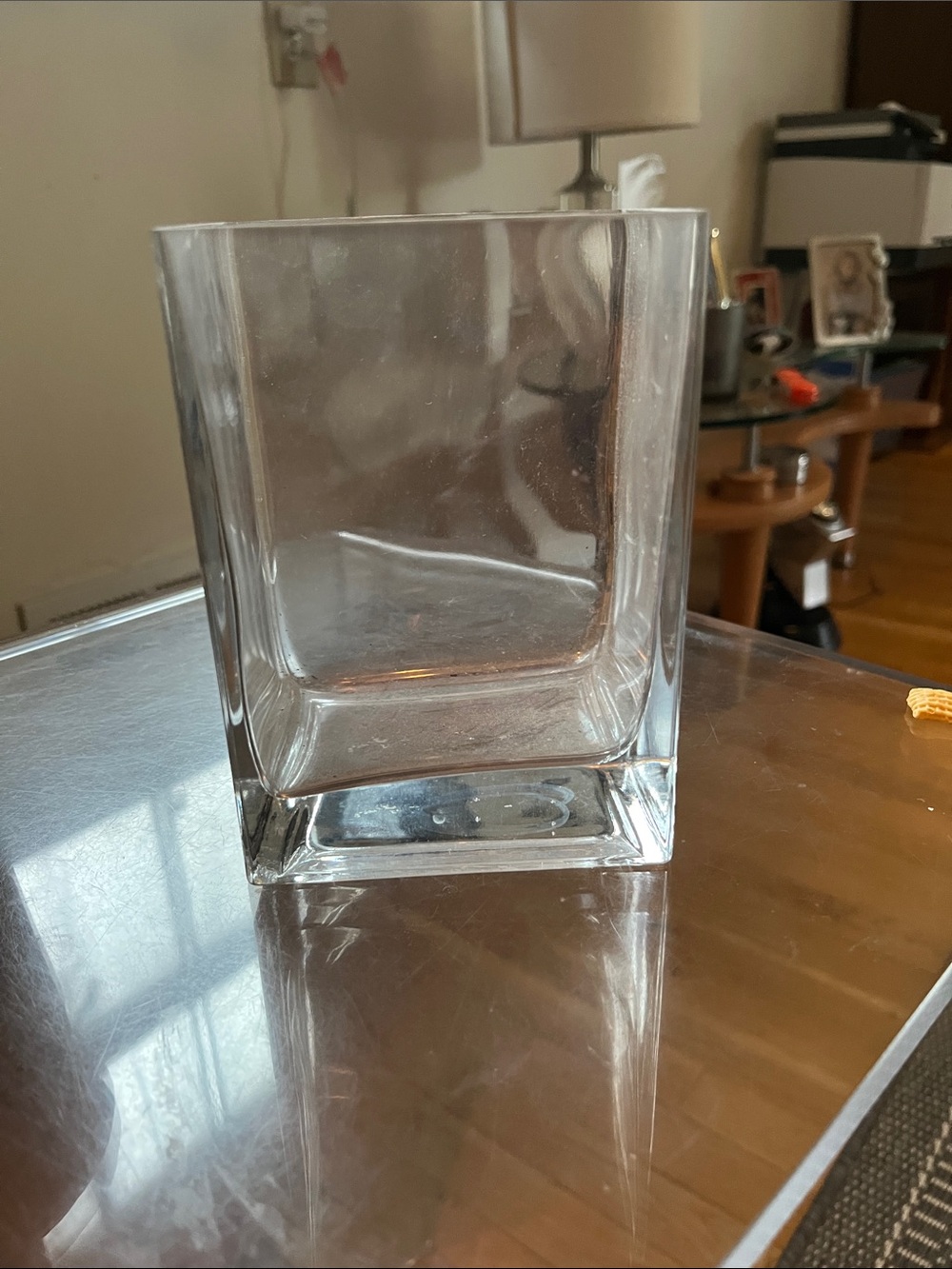 Transparent Square Glass Vase - Clear Modern Accent